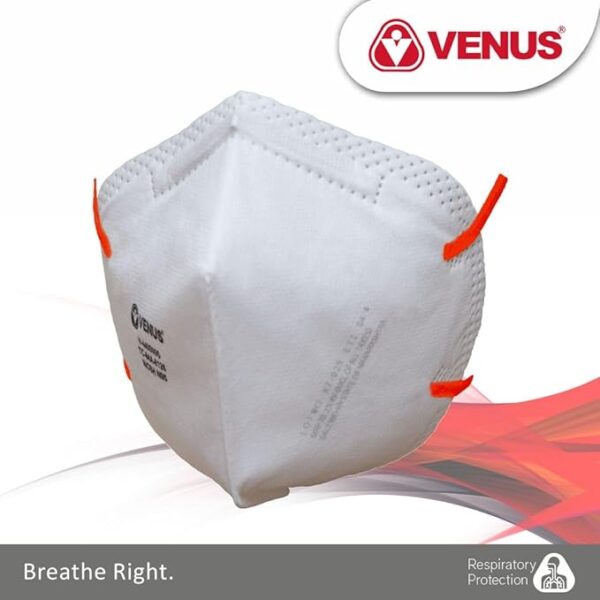 VENUS V-4400 Niosh Certified N95 Mask, Pack Of 5, Unisex White Color Fold Flat Design Dust Nonwoven Fabric Mask, Protects Against Dust, Bacterial & Viral Agents - Image 5