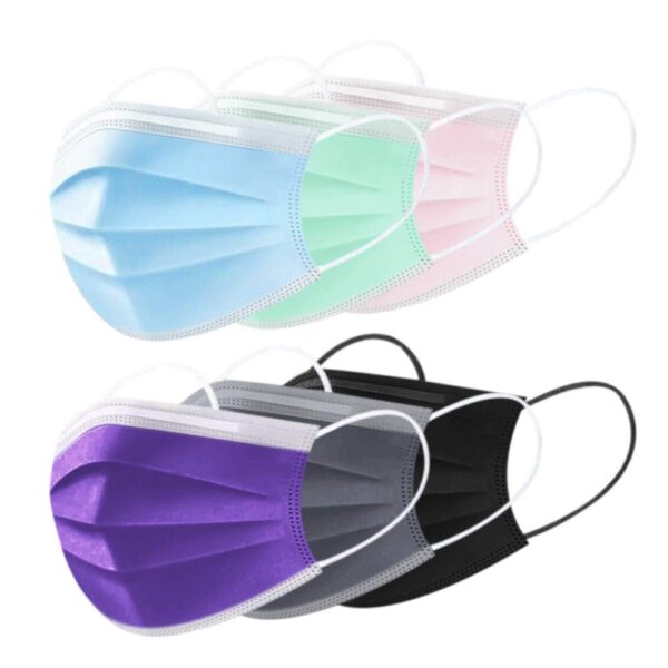 Face Mask,Dustproof Disposable 3-ply Face Mask,Breathable 3 Layer Protection,Sanitary Masks,Safety Mask,Anti-water,Purple(50 pcs) - Image 2
