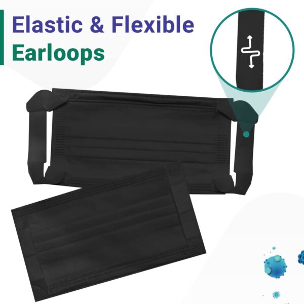 CARE VIEW N95 3 Ply Disposable Face Mask Pouch with SOFT FABRIC Earloop, Certified by BFE>99% and PFE > 95%, SITRA, DRDO, ISO and CE (Black) (Pack of 100) - Image 3