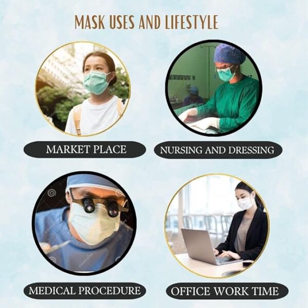 7Shield Disposable Surgical 3Ply Unisex Mask - Ultra Soft Fabric Wide Ear Loop, Comfortable, Inbuilt Plastic Coated Nose Pin, CE and ISO Certified, Convenient Box Pack (Medical Blue Color) - Image 6