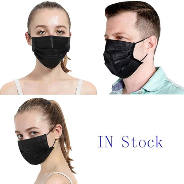 Black 3 ply disposable face shield filter protection breathable dust proof - Image 3