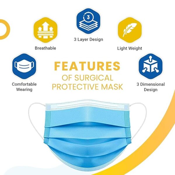 HEALTH SAFE 3 ply Ultra Lightweight Disposable Surgical Face Mask (Blue) - Image 4
