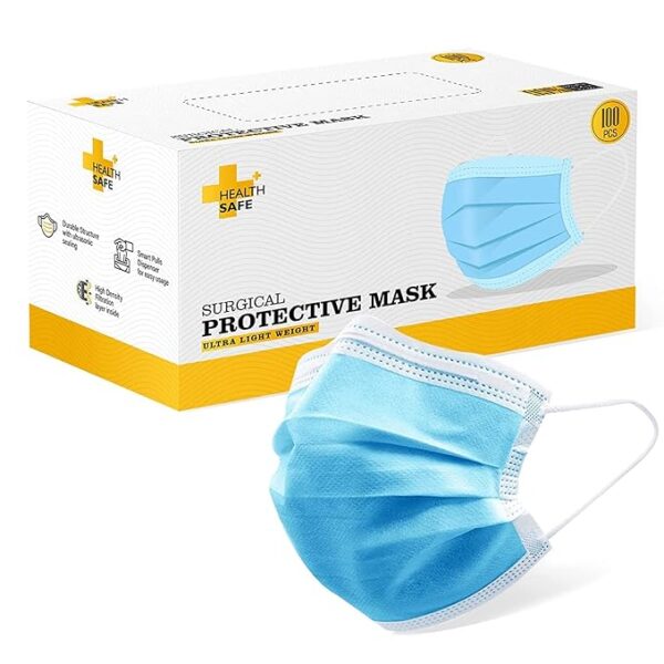 HEALTH SAFE 3 ply Ultra Lightweight Disposable Surgical Face Mask (Blue)