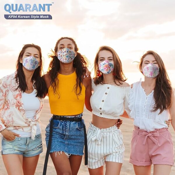 QUARANT Dual Meltblown Fabric KF94 Korean Style Designer Face Mask with Nose Clip and Mask Extender (Pack of 10) for Unisex - Image 2