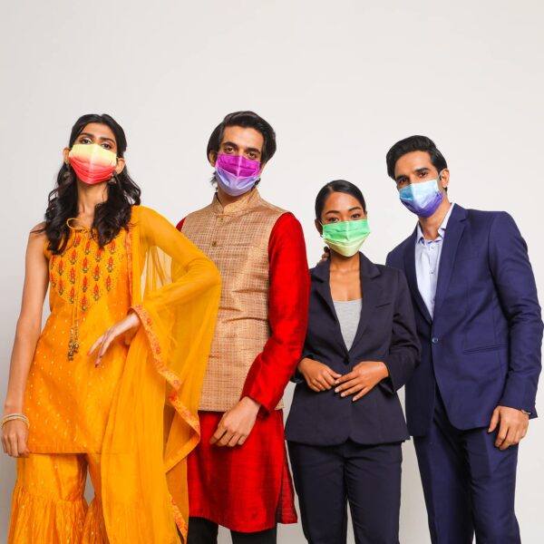 QUARANT Meltblown - Dual SMMS Fabric 4 Ply Designer Protective Face Mask with Nose Clip and Reusable Travel Pouch, Fashion That's Safe (Ombre Combo, Pack of 50) for Unisex - Image 4