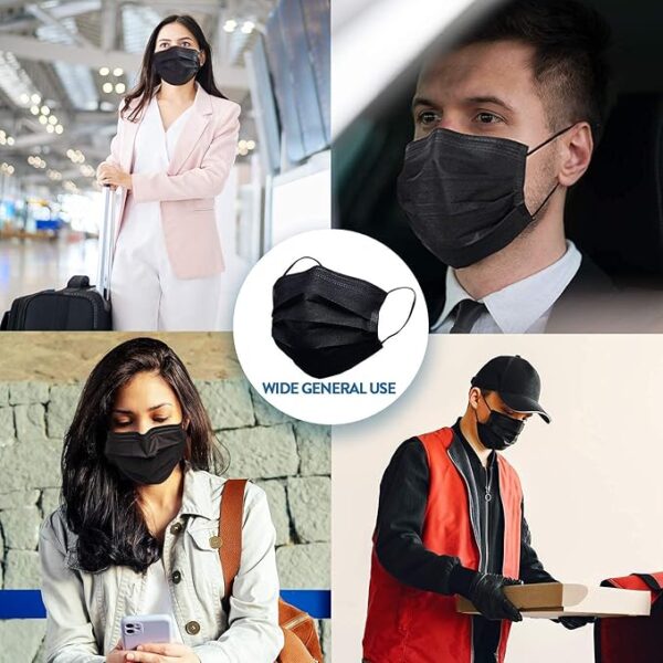 Black 3 ply disposable face shield filter protection breathable dust proof - Image 4