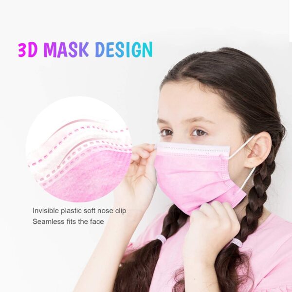 Taimu TM Non-Woven Fabric and Meltblown Fabric Disposable Breathable Anti Dust Air Pollution Protection Colorful Cute Face masks (Multicolour, Without Valve, Pack of 50) for Kids - Image 3