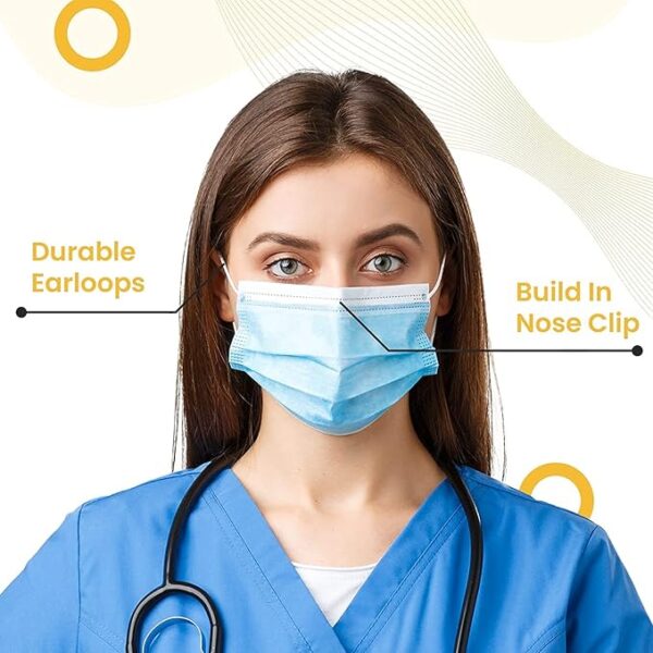 HEALTH SAFE 3 ply Ultra Lightweight Disposable Surgical Face Mask (Blue) - Image 5