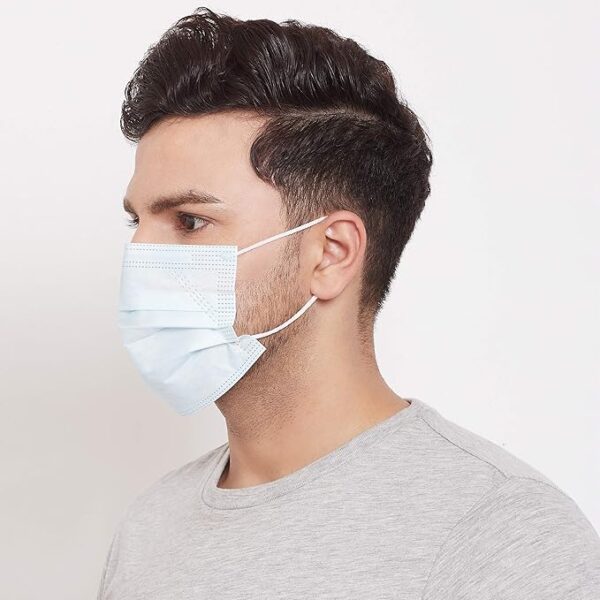Romsons Plastic Disposable 3 Ply Mask With Elastic Ear Loops (Blue, Pack of 50, Without Valve) for Unisex. - Image 3