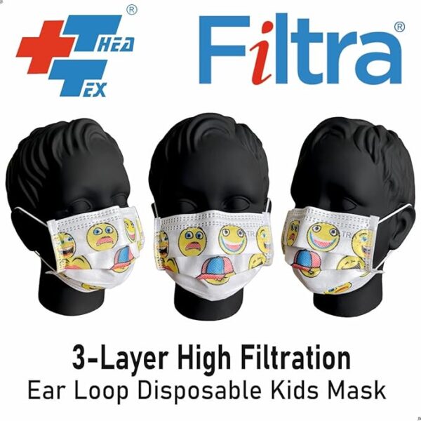 Filtra® 3-Ply Ear Loop Kids Mask | Ages 3-18 | Kids Mask | Children's Mask | Ladies Mask | High Filtration | New extra tough courier packing | Box of 50 Masks - Image 5